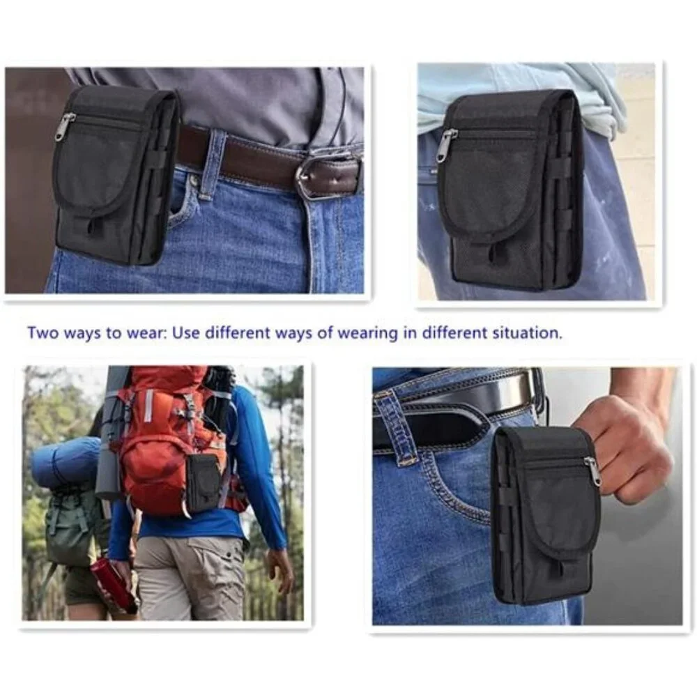 Dual Cell Phone Pouch/Holsters for Men Belt, Multi-Purpose Phone Belt Pouch